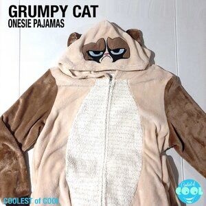 Grumpy Cat one peice pajamas adult size 2XL 18w - 20w with cat face hood